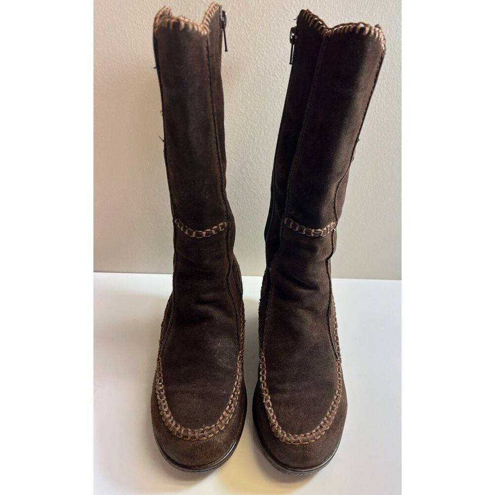Earth Spirit Freesia mid-calf brown suede boots. Size 38.